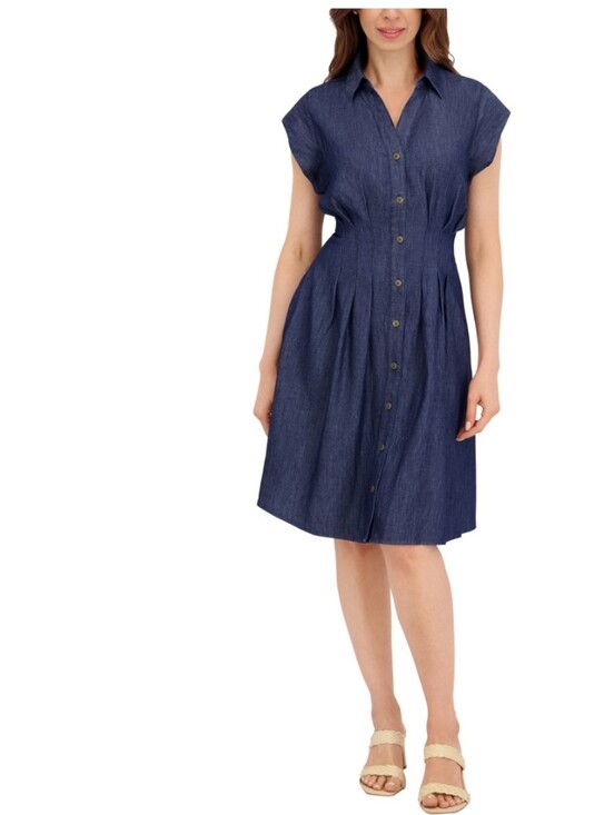 Nautica Dresses & Skirts - (6)Nautica Jeans Ladies Chambray Button-Front Pintuck Dress
